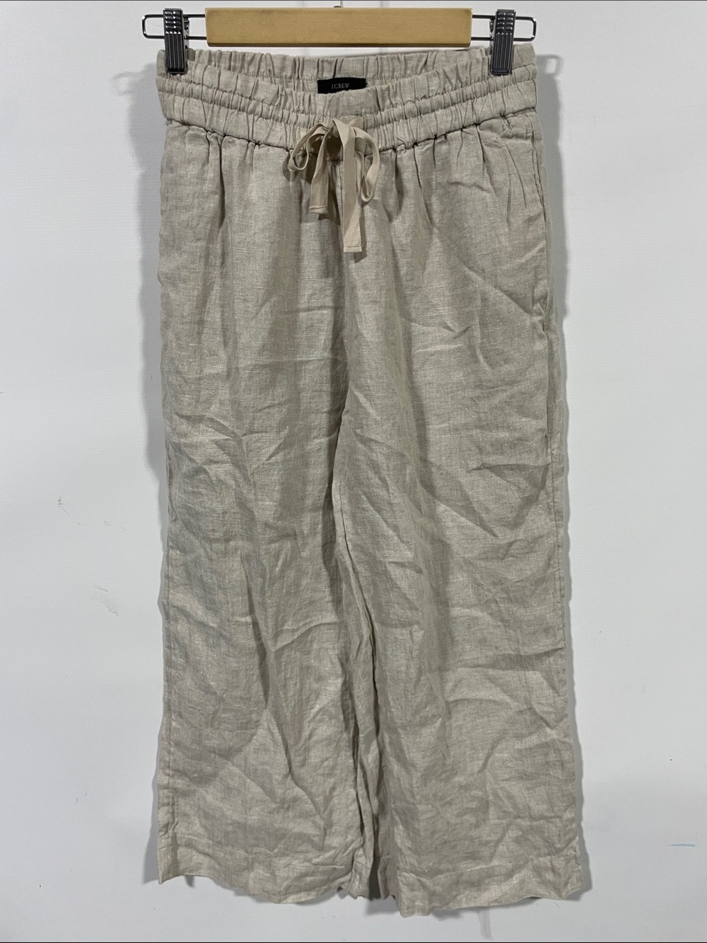 J. Crew Cream Linen Women's Elastic Waist Pants